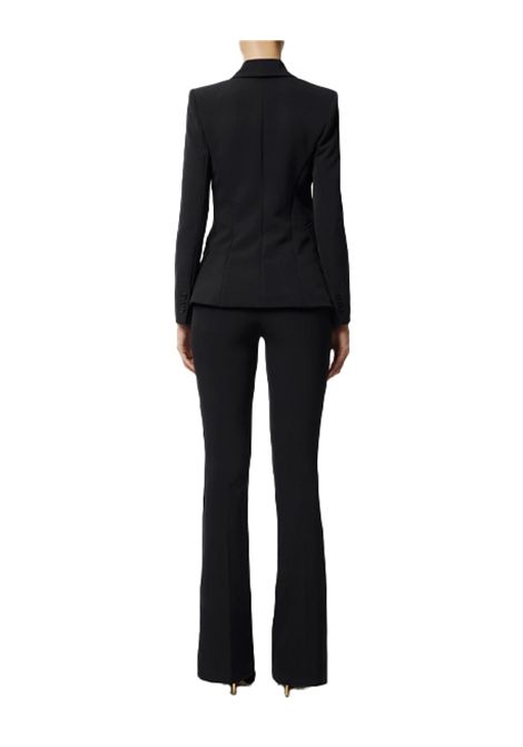 Tailleur ELISABETTA FRANCHI donna TP00156 Nero blazer patte taschino logo ricamato bottone pantalone linea svasata zip slim ELISABETTA FRANCHI | Tailleur | TP00156110